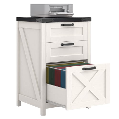 Halitaa 3 Drawer Small File Cabinet, Farmhouse Vertical Filing Cabinet