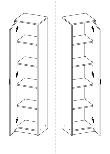 KUBUTKU - Armario de oficina, armario de archivos, armario de ropa, armario multiusos, estante de oficina con 1 puerta y 5 compartimentos, armario universal para oficina y hogar 180x40x35 cm (Grafito - imagen 9