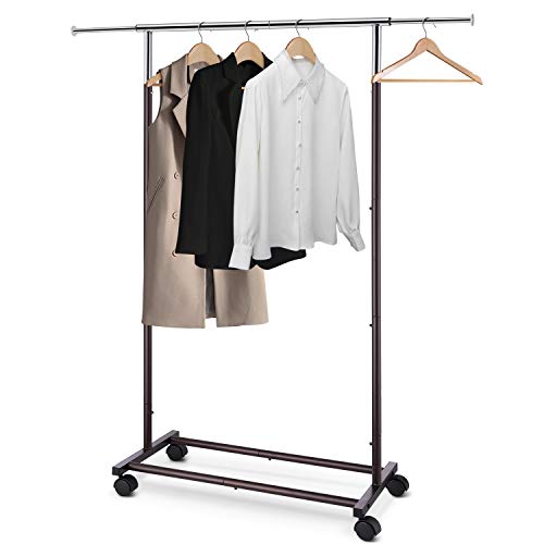 Simple Trending Standard Rod Clothing Garment Rack, Rolling Clothes Organizer on Wheels