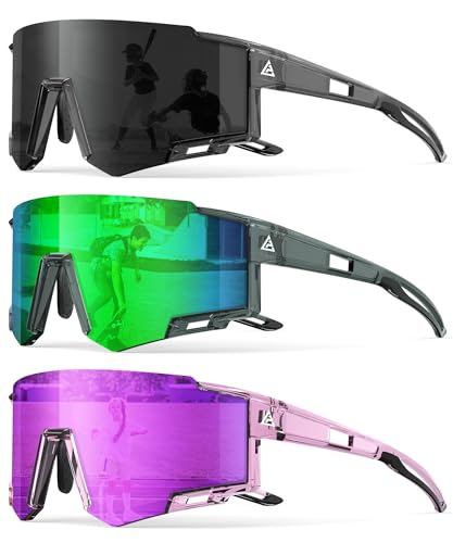 Image of Kids Sunglasses Youth Baseball Sunglasses for Boys Girls Age 6-14 Sports UV400 Protection SunGlasses 3 Pack