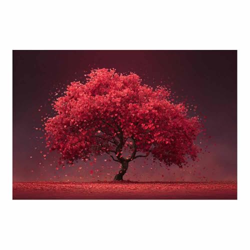 Cadeau de deco d'art murale impression arbre de la vie 60x90cm peinture rouge sans cadre