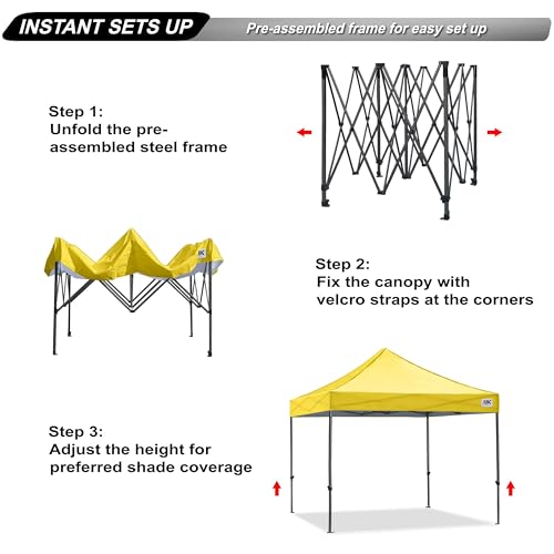 Image of ABCCANOPY Patio Pop Up Canopy Tent 10x10 Commercial-Series (Yellow)