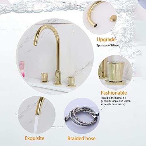 Robinet de lavabo luxe en or à 3 trous pour une élégance intemporelle