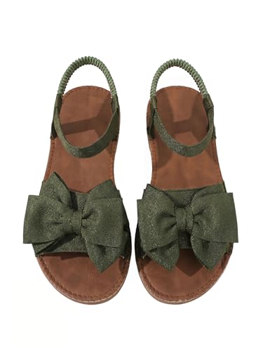 Image of GORGLITTER Women's Bow Flat Sandals 2026 Dressy Cute Ankle Strap Slides | Summer Shoes for Women 2026, Slip On Open Toe Flats, Slingback Slides, Vacation Dress Sandals