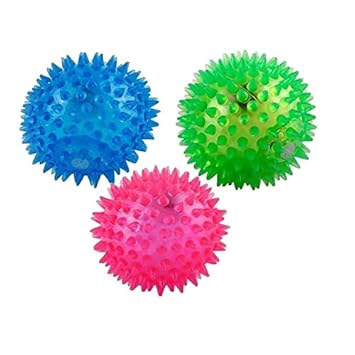 Kiki N Pooch Rubber Led Spiked Ball Dog Chew Toy, Assorted (Set of 3)