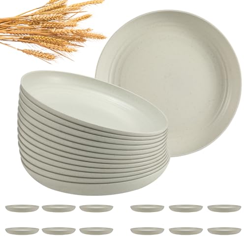 HEYCOME 12 Pcs Unbreakable Deep Dinner Plates Set, 10 inch Reusable Plastic Wheat Straw Plates, Microwave and Dishwasher Safe Plate for Kitchen, Lightweight Plate for Dessert, BPA Free, Beige HEYCOME 12 Pcs Unbreakable Deep Dinner Plates Set, 10 inch Reusable Plastic Wheat Straw Plates, Microwave and Dishwasher Safe Plate for Kitchen, Lightweight Plate for Dessert, BPA Free, Beige