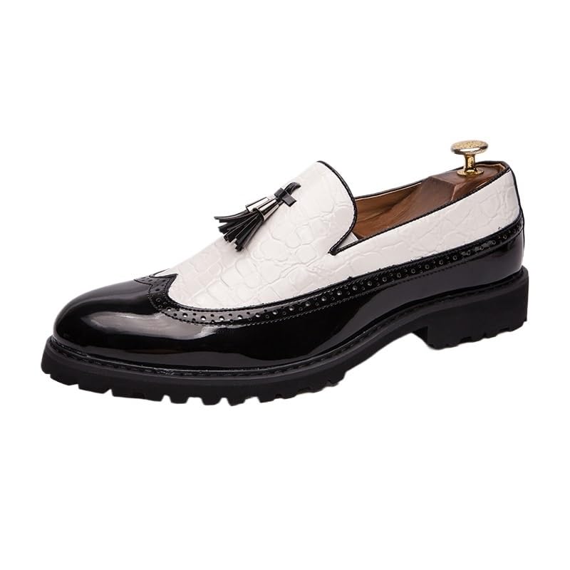 Men's Business Casual Loafers Patent Leather Formal Oxford Slip On Dress Shoes Office Working Premium Leather Derby