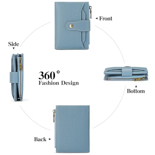 Image of GAEKEAO Small Wallets Woman RFID Blocking Leather Bifold Card Holder Wallets with Zipper Pocket Removable ID Window