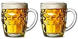 Home Products Essentials 2 Pack Glass Dimpled Stein Beer Mug with Large Handle - 17 oz. -Dishwasher Safe - For All Beverages (2pk Dimpled)