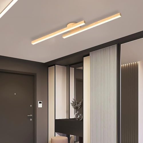 Lustre en aluminium à effet grain de bois avec LED 3000K intégrée - 4