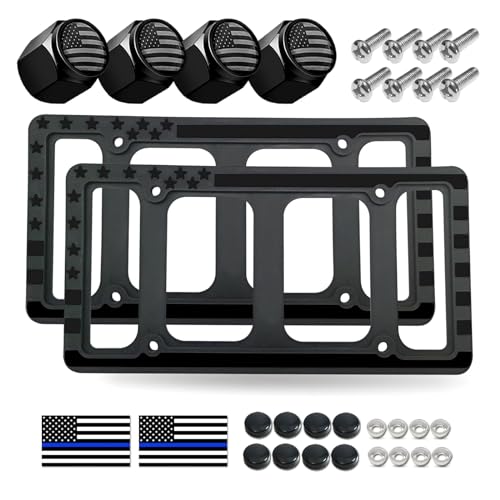 Image of Silicone License Plate Frames American Flag, 2 Pack Patriotic Plate Frames