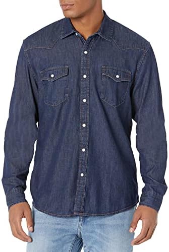 Amazon Essentials Men's Denim Shirt Long Sleeve - Regular-Fit Denim Shirt