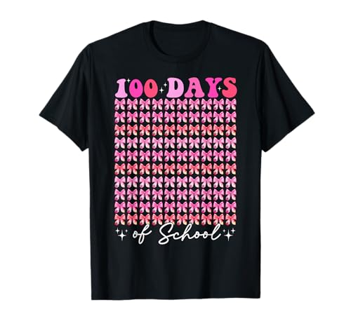 Coquette Bow 100th Day of School 100 Days Girls Teachers T-Shirt