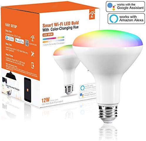 Smart Light Bulb, RGBCW Wi-Fi LED Bulb BR30[12W 1250LM] Dimmable Multicolored Lights, No Hub Required, Compatible with Alexa and Google Home, 100-150W Equivalent