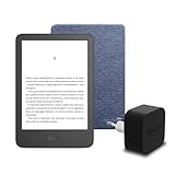 Il nuovo Kindle (versione 2024) da 16 GB senza pubblicità, una copertura in tessuto Amazon e un alimentatore Amazon Powerfast da 9 W.