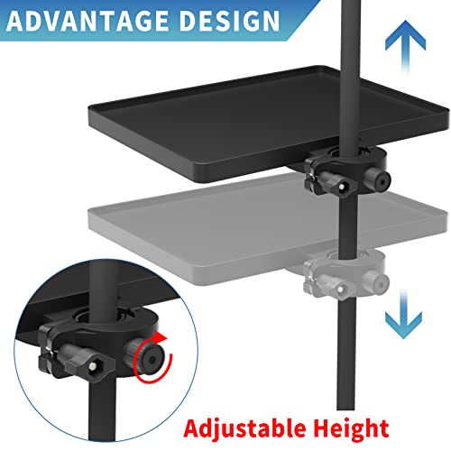 Universal Microphone Stand Tray, Adjustable Clamp-On Utility Shelf for Live Streaming Karaoke, Recording (8.7" x 6.5") - Image 2