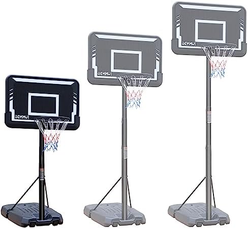 IUNNDS Basketball Portable Hoops Goal System 6.5-10ft Adjustable 44in Backboard for Kids/Adults Indoor Outdoor