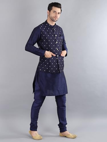 Image of Uri and MacKenzie Men's Silk Blend Kurta Pajama with Designer Ethnic Nehru Jacket /Modi Jacket