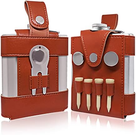 Golf Flask Mens Gifts, 7 oz Liquor Flask for Men, Golf Accessories Set Golf Drinking Accessories Memorial Golf Tournament Gifts Ideas for Groomsmen, Father's Day(No Box Included)