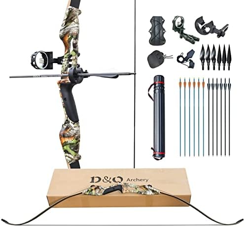 D&Q Bow and Arrow for Adults Takedown Recurve Bows Hunting Bow Archery Set Adult Longbows Kit 56″ 30-50lb Right Hand Bow Aluminum Alloy Riser for Beginner and Professional Hunting Shooting