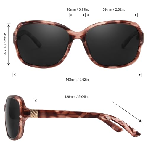 Image of SIPHEW Polarized Sunglasses for Women | Vintage Square Sunglasses w UV400 Protection | Womens Wraparound Shade