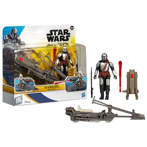 Image of STAR WARS Epic World of Action The Mandalorian & Speeder Bike, 4-Inch Action Figure & Vehicle, Toys for 4 Year Old Boys and Girls & Up