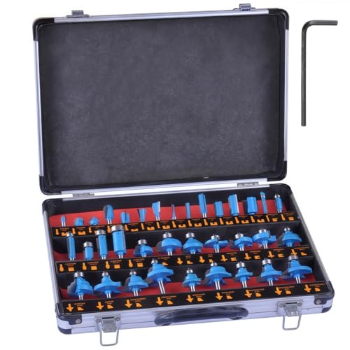 35 tlg Fräser Set für Oberfräsen - Geeignet für 8mm Schaft,...