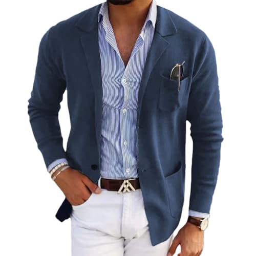 Blazer pour hommes décontracté à un bouton veste costume slim fit revers cranté