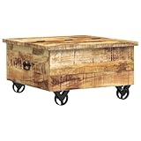 vidaXL Raues Mangoholz Couchtisch mit 5 Schubladen 1 Staufach Vintage Beistelltisch Wohnzimmertisch Kaffeetisch Sofatisch 70x70x40cm - 8