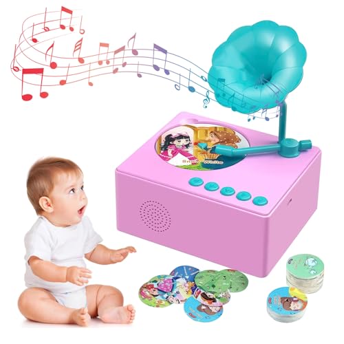 Image of Kids Gramophone - Educational Music Player, Interactive Learning Toy with 96 Cards, Montessori Toy ，Perfect for Boys & Girls Aged 3+ (Pink)