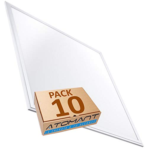Lot de 10 panneaux LED Slim 60 x 60 cm, 40 W, blanc neutre (4500K). 3200 Lumens authentiques certifiés. Driver inclus.