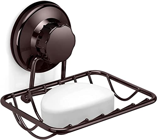 Arcci Bar Soap Holder For Shower Wall, Stainless Steel Strong Vacuum Suction Cup Shower Soap Dish, Rustproof Wall Mouted Square Soap Sponge Holder Tray For Bathroom & Kitchen Sink, 2 Pack, Bronze #TOP5