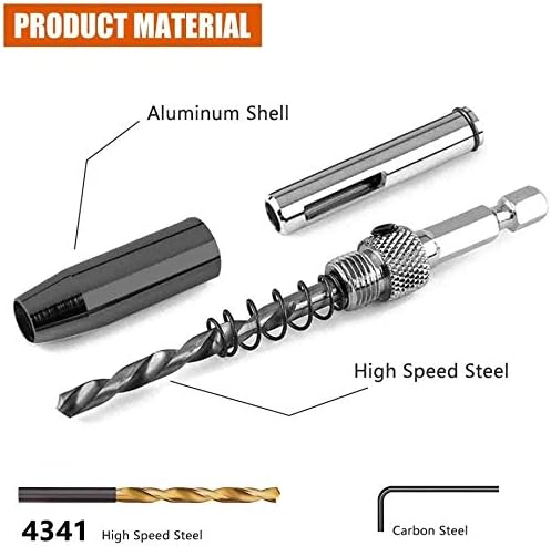 KAHEIGN 17Pcs Hinge Drill Bit Set, HSS Self Centering Drill Bits Hinge Tapper Core Hole Puncher for Woodworking Door Window Cabinet Drawer (5/64'' - 1/4'')