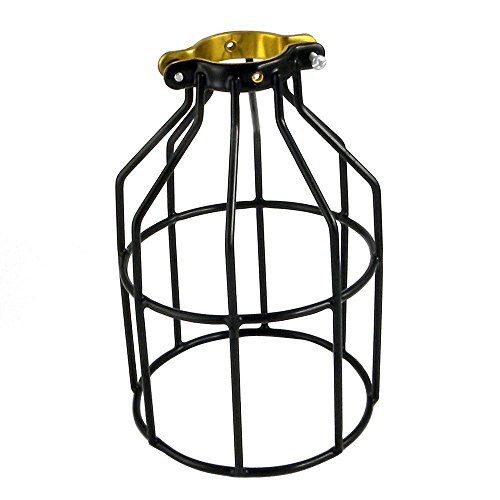 YI LIGHTING - 1-Piece Industrial Vintage Style Metal Lamp Guard Cage for Pendant String Lights and Vintage Lamp Holders Black (1)