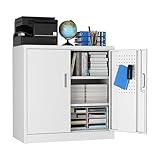 Livoverse Mehrzweckschrank Weiss abschliessbarer Stahlschrank mit 2 Tueren...
