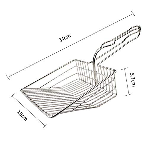 Peneiradora de lixo de aço inoxidável para gatos Peneiradora de cocô de gato com cabo longo Peneirin