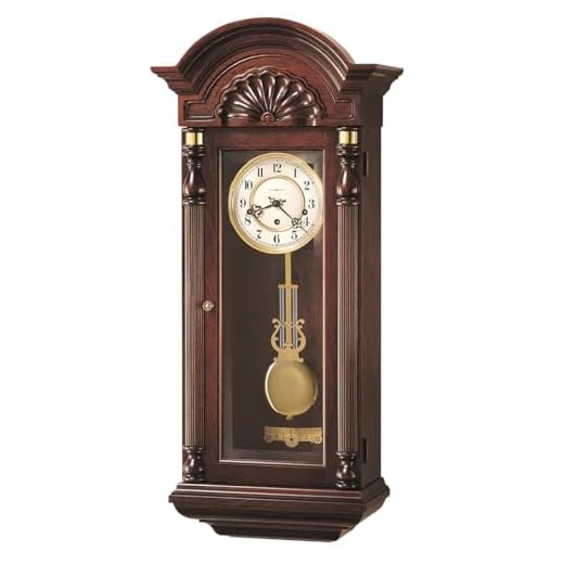 Howard Miller Jennison Wall Clock – Key-Wound Mechanical Chiming Clock with Lyre Pendulum, Triple Chime Movement Westminster, St. Michael & Whittington, Beveled Glass Door, Brass Accents
