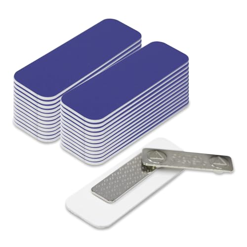 Blue Name Tag Blanks – 25 Pack, 1" x 3", Round Corners, Plastic DIY Engravable Badges with Magnetic Backing – All Quality Badges