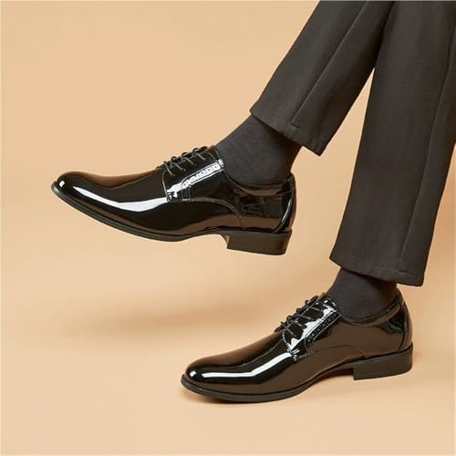 Mens Patent Leather Brogue Dress Shoes Pointed Toe Oxford Lace-Up Wingtip Glossy Formal Business Casual Derby Wedding2