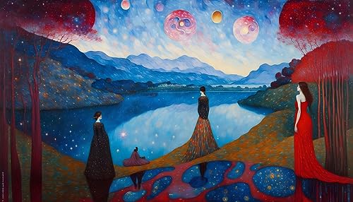 Oeuvre d'art femme en robe rouge SERENDIPITP affiches sur toile haute définition 58x90