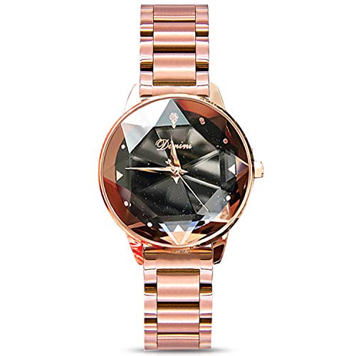 Preisvergleich Produktbild RORIOS Mode Damen Armbanduhren Analog Quarzuhr Armband Edelstahlband Sternenklarer Himmel wasserdichte Armbanduhr