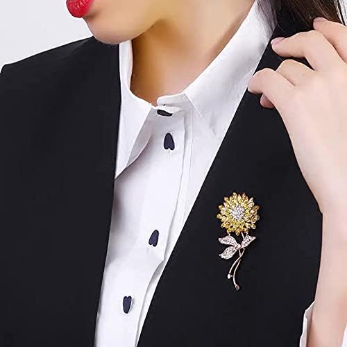 CAREOR 2 Pack Elegant Sunflower Green Leaf Clothes Accessories Brooch Pin Lapel Pin Jewelry for Women Girls Clothing Accessories - Image 5