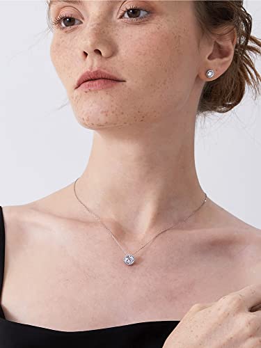 ChicSilver 925 Sterling Silver Heart/Round/Pear/Emerald Cut Simulated Birthstone Halo Necklace Birthday Gift for Women (with Gift Box) - Image 3