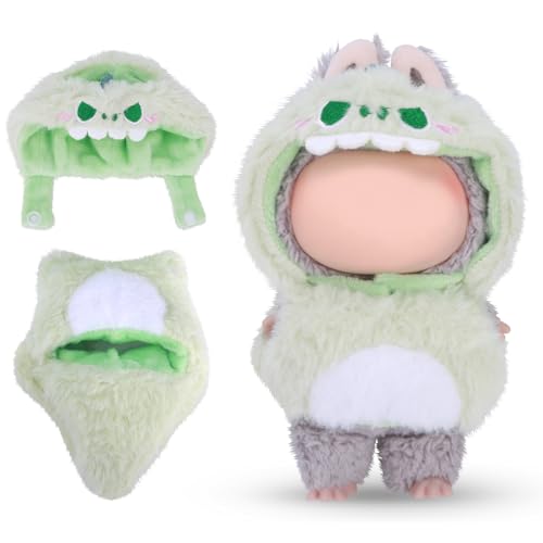 Image of Doll Clothes 17cm, Kawaii Fashion Outfits & Animal Styles , Cute Mix & Match Wardrobe for Display (Green Dinosaur)