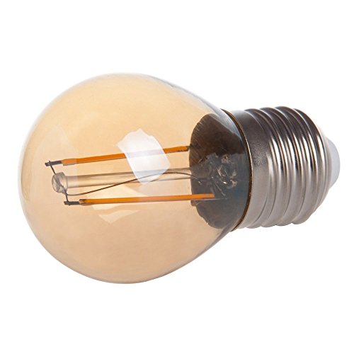 Hero-Led G16-Dsgt-2W-Ww22 Dimmable Gold Tint G16 E26/E27 2W Edison Style Led Vintage Antique Filament Bulb, 25W Equivalent, Ultra Warm White 2200K (Amber Glow), 4-Pack #TOP2