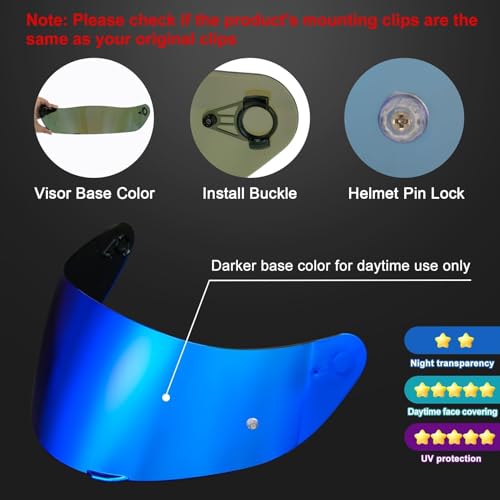Image of PSLER Shatterproof Helmet Visor for K1 K1S K3SV K5 K5S,(Film&Deep Blue)