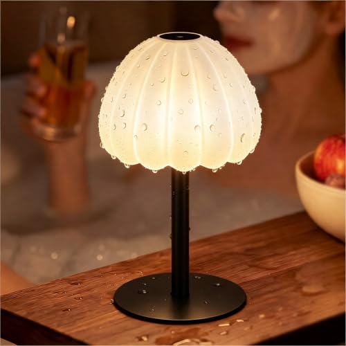 Image of Hifree Rechargeable Waterproof Shower Lamp, IP65 Cordless Touch Small Desk Light for Inside Shower, 4500mAh Battery Operated Color Changing Table Lamp for Bathroom, Bedroom, Outdoor (Black)