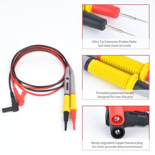 Image of Test Leads 1000V 20A Ultra-Sharp Test Probe Lead for Multimeter Meter Test Lead, 45.28 inch Multimeter Test Leads for Electronic Clamp Tester