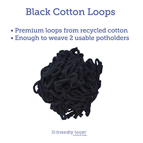Harrisville Designs Friendly Loom Potholder Cotton Loops 10 Inch Pro Size Loops Make 2 Potholders, Weaving Crafts For Kids And Adults-Black #TOP4
