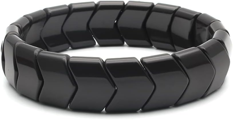 Power IonicsHandmade Beaded Bracelets for Men and Women, Tourmaline, Eye of the Tiger, Obsidian, Lava Stone 10mm Beads and 4mm Stainless Steel, High Elastic 17.5-21cm Size, Mens Beaded Bracelets